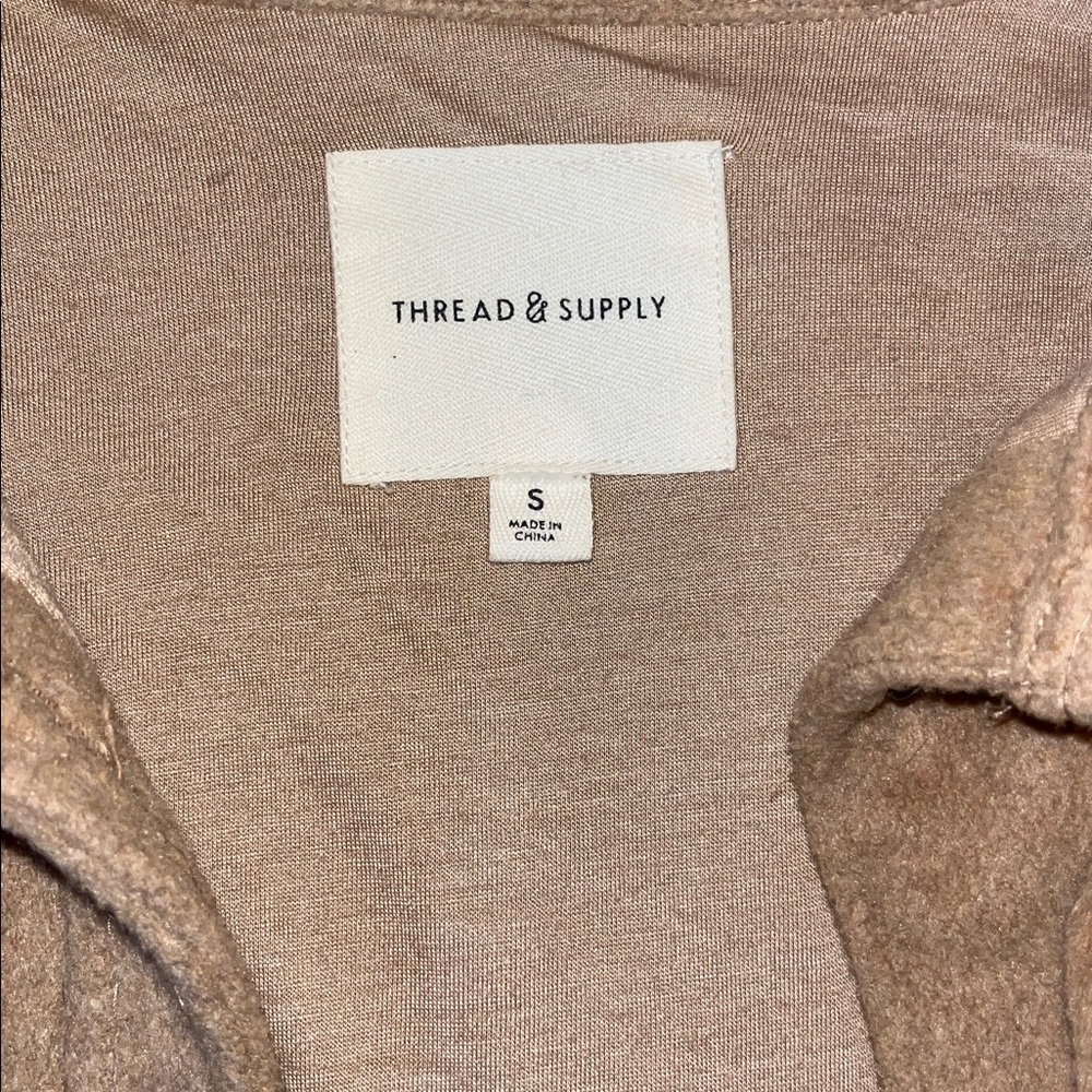 Thread & Supply Beige Collared Shacket - image 2